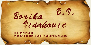 Borika Vidaković vizit kartica